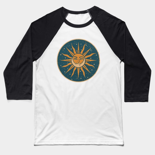 Sun & Moon Baseball T-Shirt by visionarysea